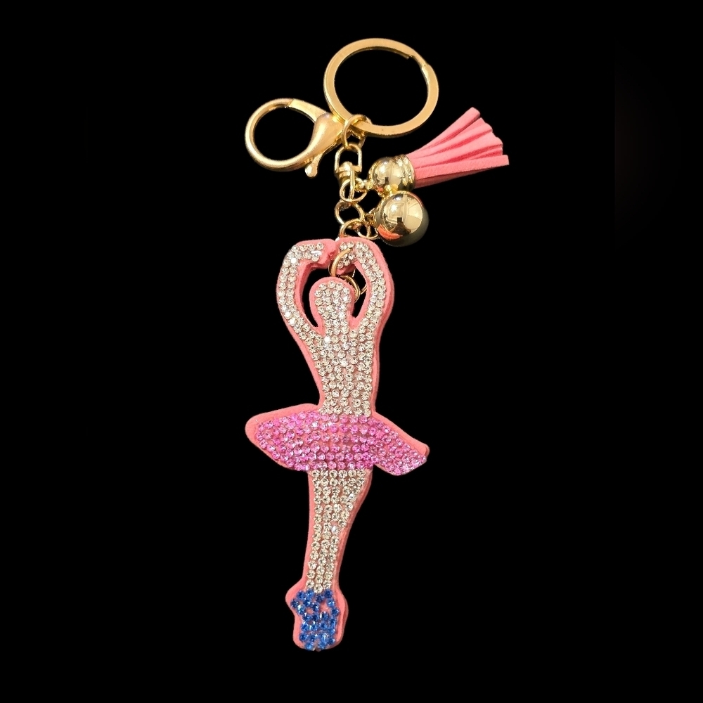 Elegant Pink Ballerina Bag Charm Keychain